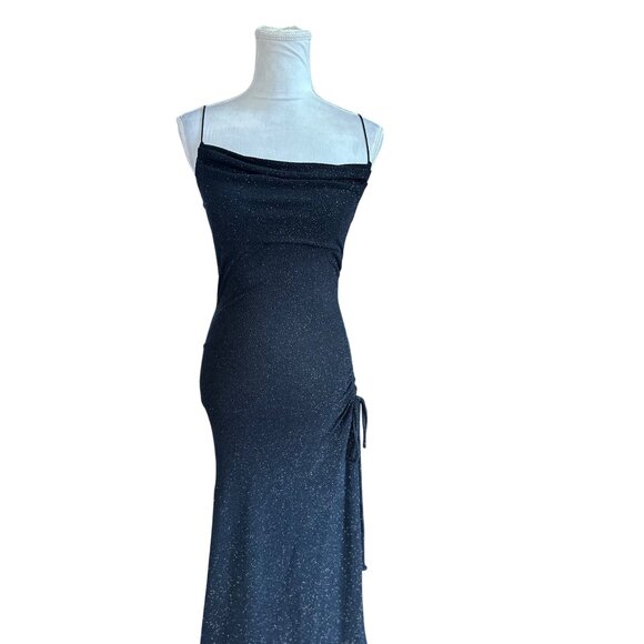 Windsor Sparkling Mermaid Glitter Dress Ruched Side Slit Spaghetti Straps Sz S - Picture 5 of 13